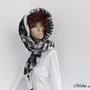 Capison crosetat si impaslit, unisex - Alb-Negru