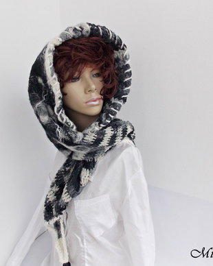 Capison crosetat si impaslit, unisex - Alb-Negru