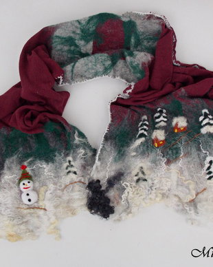 VANDUT - Fular din tricot si impaslit - Peisaj de iarna
