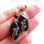 Cercei argint aurit, gold filled aur 12k si onix negru