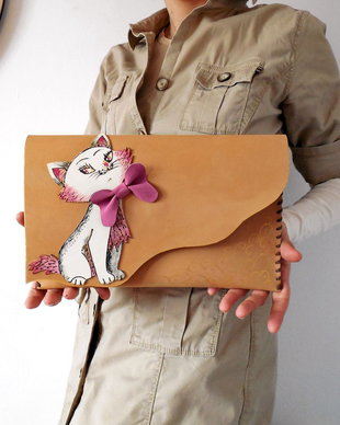 poseta plic handmade unicat din piele - Marie The Aristocat