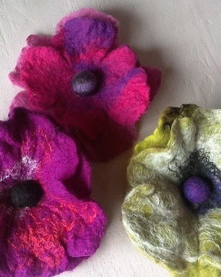 Set de 3 brose impaslite cu mix de lana merino si matase naturala