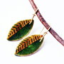 cercei glazura verde cristale , tortite din argint placate cu aur de 14 K ,pictati cu aur lichid - GOLDEN WINTER