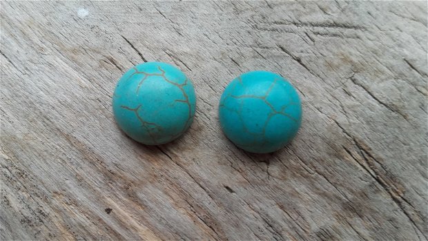 Set 2 cabochoane turquoise de sinteza, 12 mm