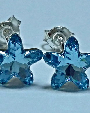 Cercei argint 925 cu piatra Swarovski Fancy Mistic Star 8mm Aquamarine