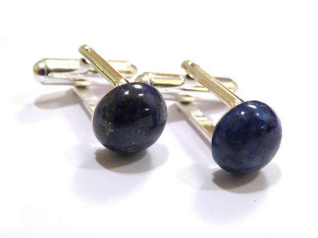 Butoni camasa barbati - Argint 925 si Lapis lazuli - BU444 - Butoni pietre semipretioase, butoni unisex argint, butoni albastri eleganti