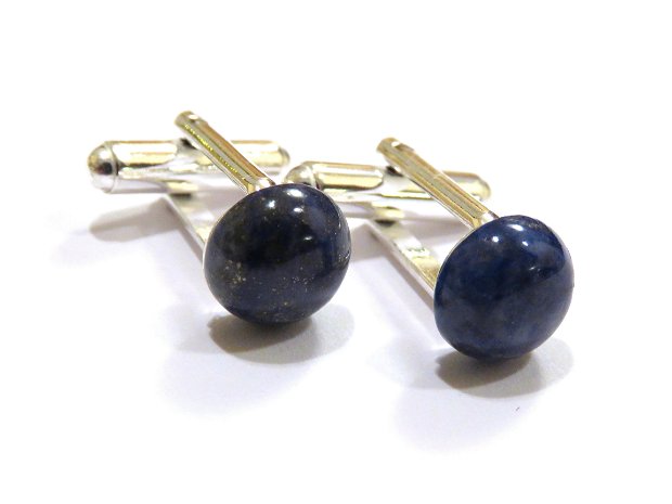Butoni camasa barbati - Argint 925 si Lapis lazuli - BU444 - Butoni pietre semipretioase, butoni unisex argint, butoni albastri eleganti