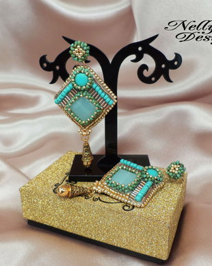 "Turquoise & Gold" - cercei
