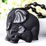 9910 - Pandantiv, obsidian negru sculptat, elefanti, 50x45mm REZERVAT