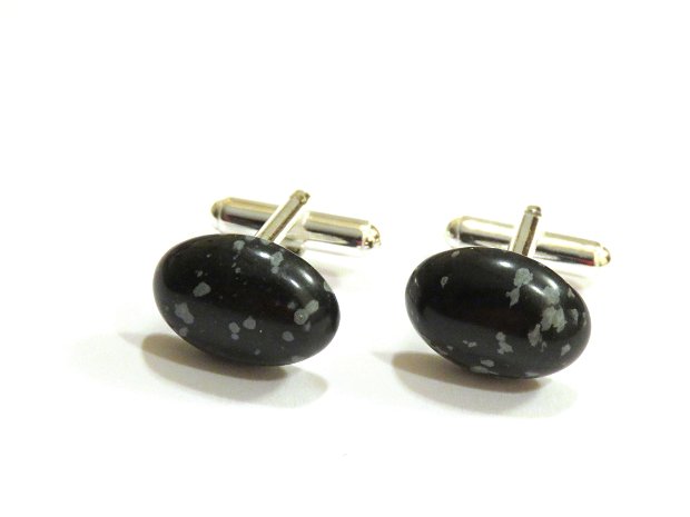 Butoni camasa barbati - Argint 925 si Obsidian - BU447 - Butoni pietre semipretioase, butoni unisex argint, butoni negri eleganti