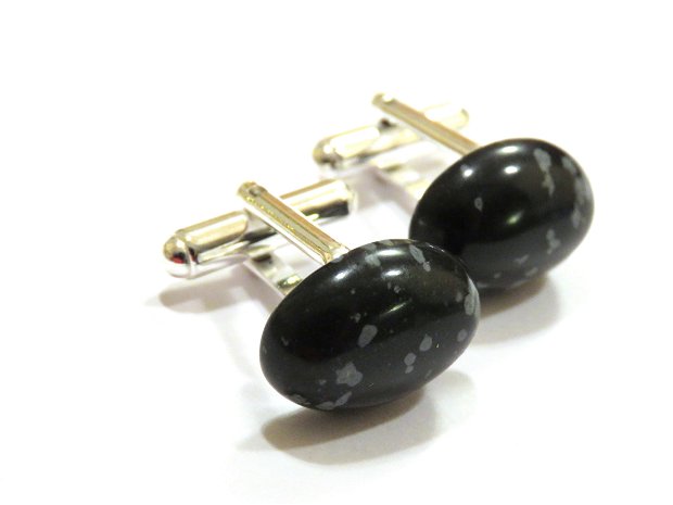 Butoni camasa barbati - Argint 925 si Obsidian - BU447 - Butoni pietre semipretioase, butoni unisex argint, butoni negri eleganti