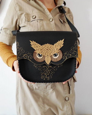 Geanta "Crossbody" handmade unicat- Owl