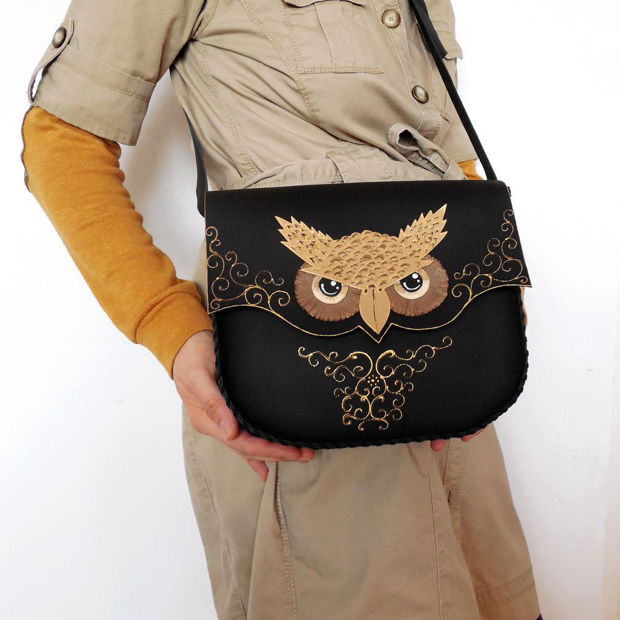 Geanta "Crossbody" handmade unicat- Owl