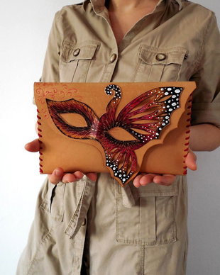 poseta plic handmade unicat din piele - The Mask