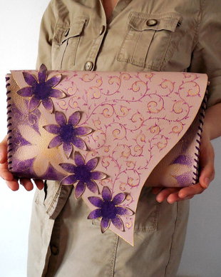 Geanta "Crossbody" handmade unicat -Pink Lavander