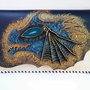 Poseta plic handmade unicat din piele naturala -Blue Dragon of Thrones
