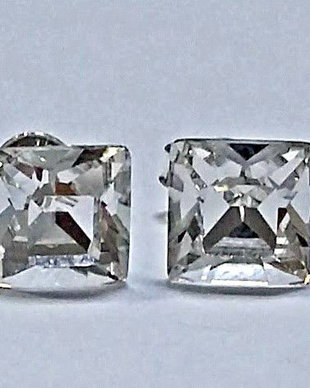 Cercei argint 925 cu piatra Swarovski Fancy Square 6mm Crystal