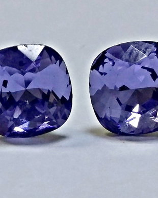 Cercei argint 925 cu piatra Swarovski Square 8mm Tanzanite