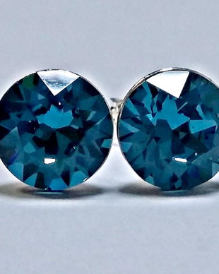 Cercei argint 925 cu piatra Swarovski Chaton 8mm Indicolite