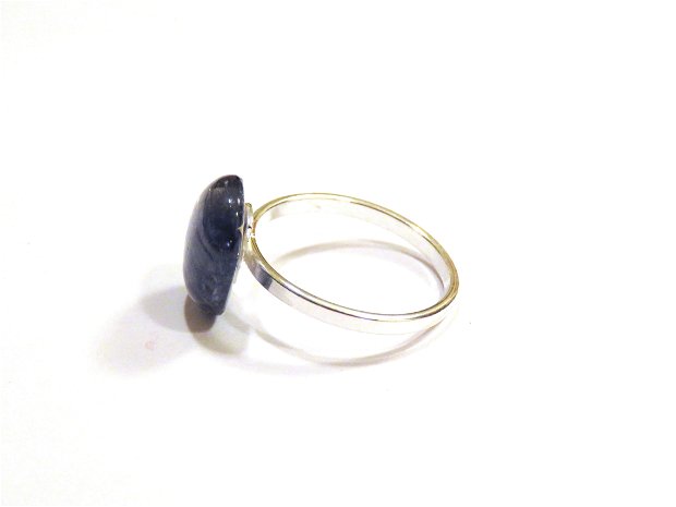 Inel delicat din Argint 925 si Kianit - IN451 - Inel albastru oval, inel pietre semipretioase