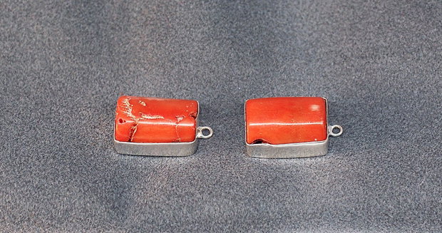 Set Pandante Coral in rama argintata