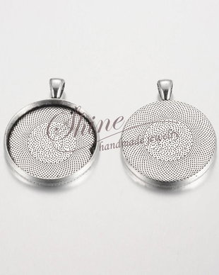 Baza de cabochon argintie, 30mm interior