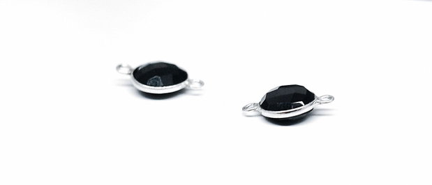 Conector agata onix fatetata in rama simpla din alama argintata