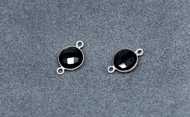 Conector agata onix fatetata in rama simpla din alama argintata