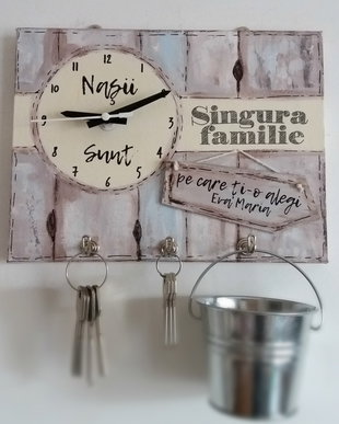 ceas&suport chei/diverse pictat canvas personalizat 24x18 cm nasii