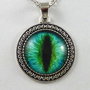 9856 - Pandantiv medalion, colier, print ochi de dragon, cabochon sticla, lantisor