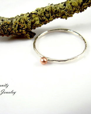 Stacking ring din argint 925 si bobita din cupru