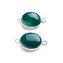 Conectoare agat oval verde smarald in rama argintata si antichizata