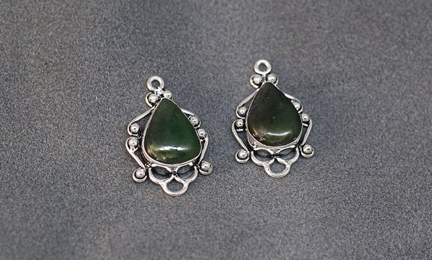 Set pandante jad - nefrit natural in rama argintata