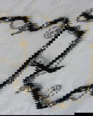 Colier piele si metal