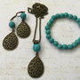 Set vintage turcoaz & bronz