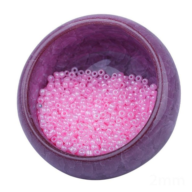 Margele de nisip roz cu aspect perlat (40gr) 2mm-MN27