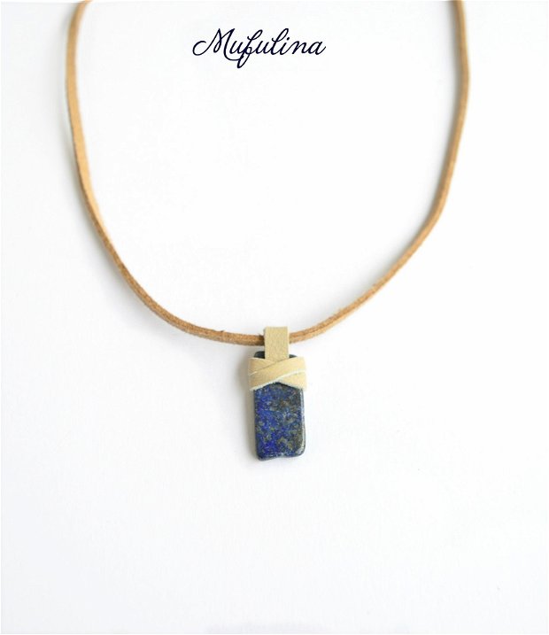 Colier cu pandantiv lamela Lapis Lazuli