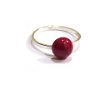 Inel delicat din Argint 925 si Coral rosu rotund - IN456 - Inel romantic ziua indragostitilor Dragobete, inel pietre semipretioase, cadou Valentine's day
