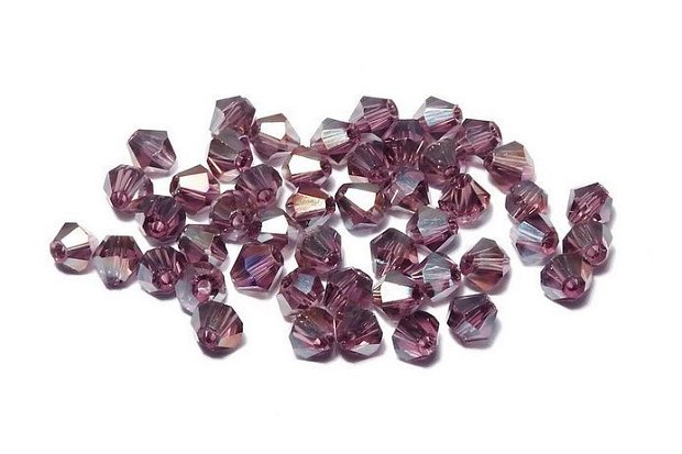 Cristale din sticla, biconice, 3 mm, AB, purpurii-01