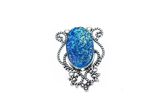 Pandantiv masiv - agat titanium  druzy electroplatat