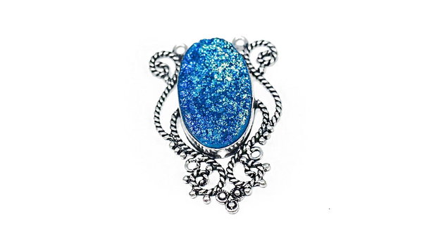 Pandantiv masiv - agat titanium  druzy electroplatat