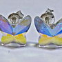 Cercei argint cu piatra Swarovski Fluture 8mm Crystal AB