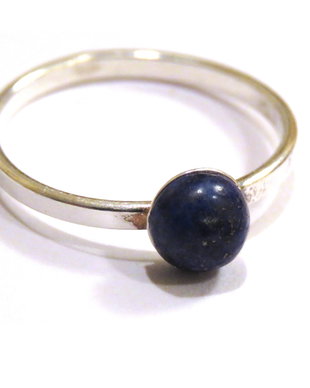 Inel albastru delicat din Argint 925 si Lapis lazuli rotund - IN459 - Inel romantic ziua indragostitilor Dragobete, inel pietre semipretioase, cadou Valentine's day