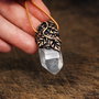 Amuleta lemurian seed quartz si lut polimeric patinat