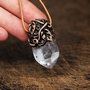 Amuleta lemurian seed quartz si lut polimeric patinat