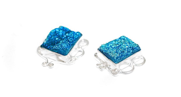 Set pandante agat titanium druzy electroplatate