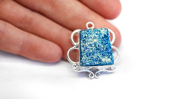 Set pandante agat titanium druzy electroplatate