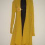 Cardigan nou, lung, tricotat cu modele diferite, galben intens