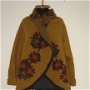 Jacheta noua, din lana fiarta mustar, cu flori impaslite colorate