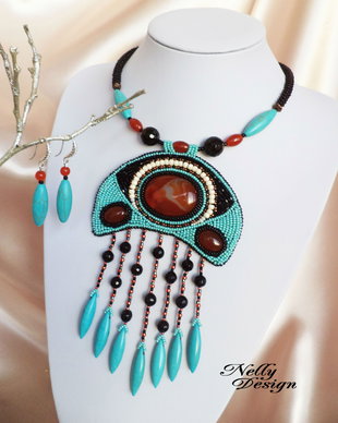 "Turquoise Flow" - Set colier si cercei